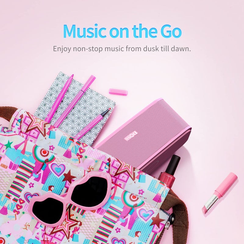 DOSS SoundBox Touch Wireless Bluetooth Speaker-12W HD Sound with Rich Bass, IPX5 Waterproof, 20H Playtime, Handsfree, for Gatherings, Home, Office, Outdoor, Travel-Pink - Image 5